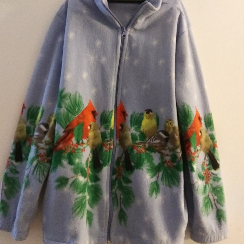 Ladies Holiday Motif Fleece Jacket Medium